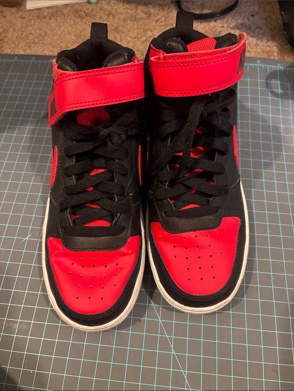 Nike Kids High-Top Sneakers in Black and Red